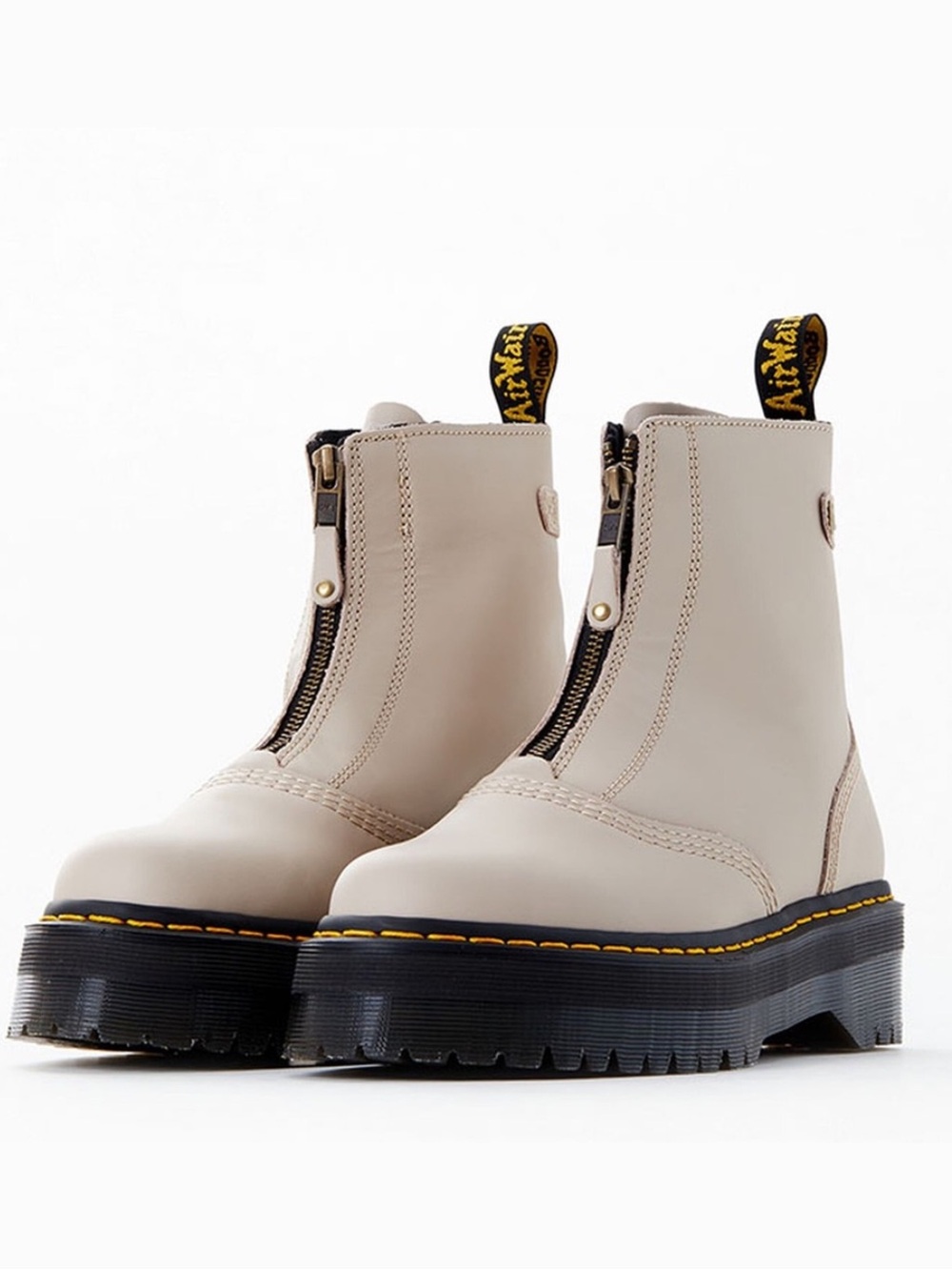 Dr. Martens Women's Beige Front-Zip Lace Up Boots size 6
